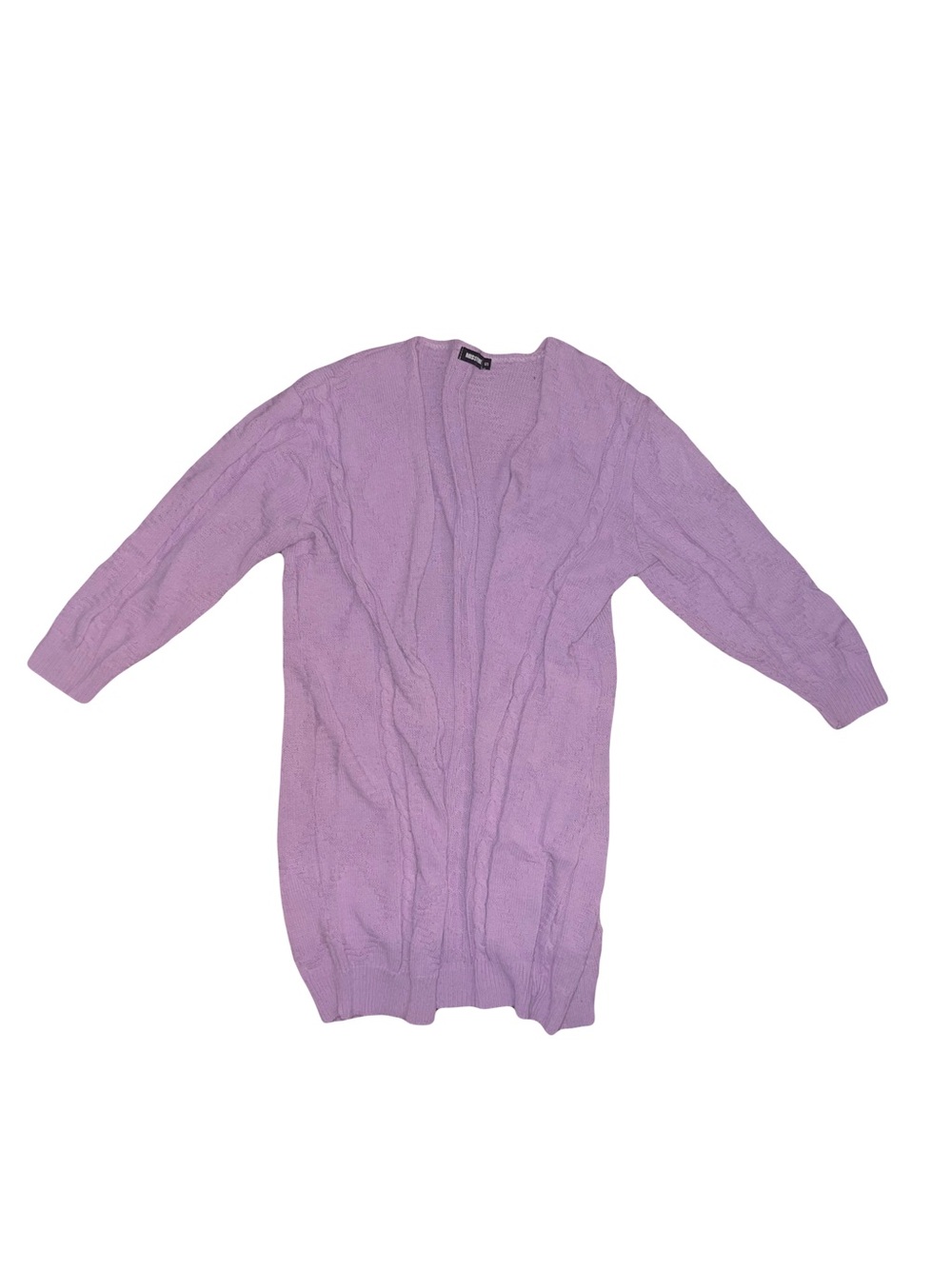 Open-Front Lilac Cable Knit Cardigan